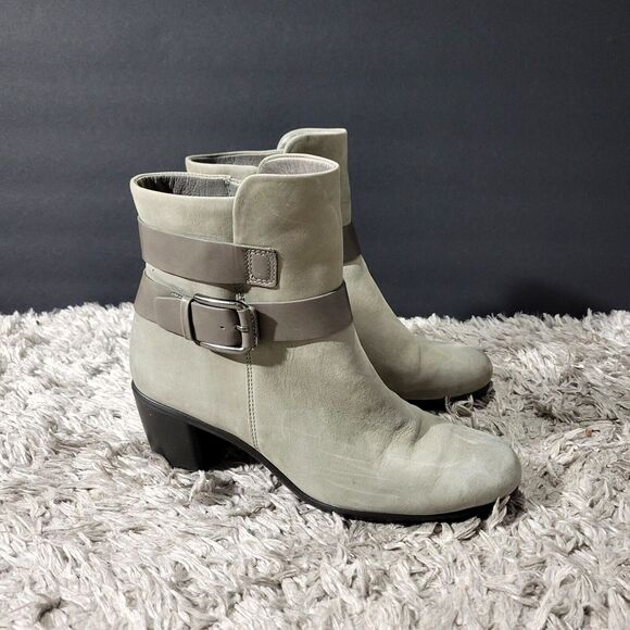 ECCO Shoes - Ecco Womens Block Heels Ankle Booties Gray Sz 9